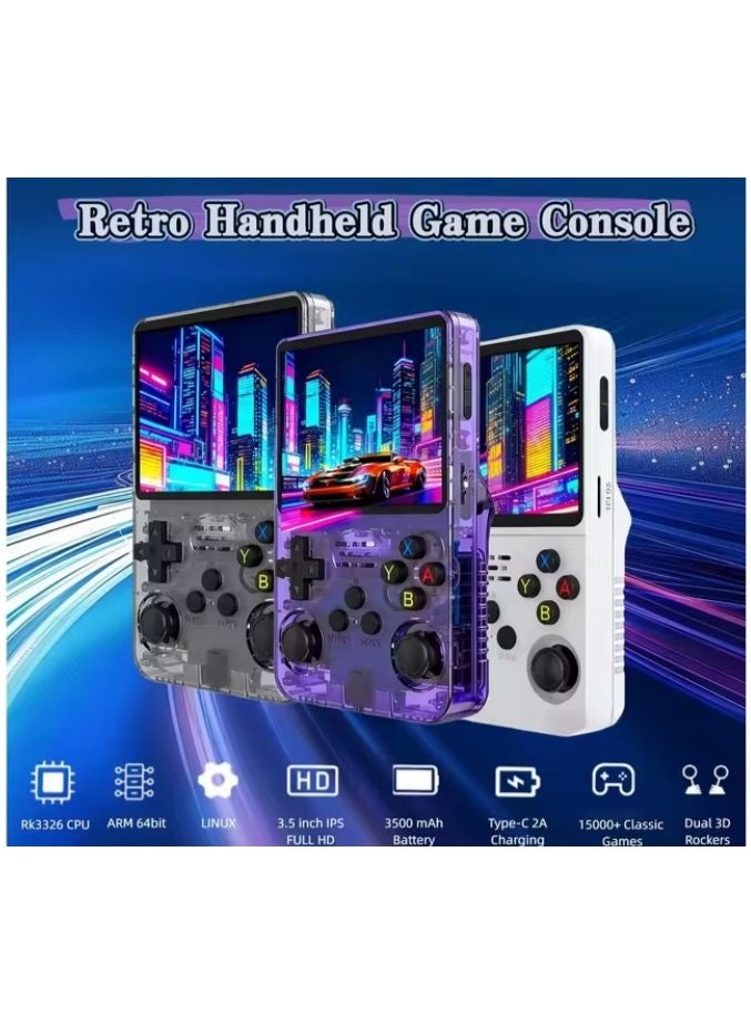 جهاز ألعاب محمول كلاسيكي R36HD (سعة 128 جيجابايت، أكثر من 20000 لعبة) - شاشة IPS عالية الدقة 3.5 بوصة، محاكي محمول لأجهزة PSP وPS1 وN64 | جهاز ألعاب أسود - هدية - Image 3